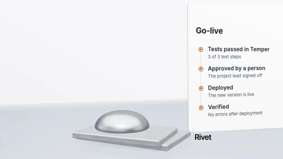 The rivet on the plates, and behind it a deployment screen with the status Verified.
